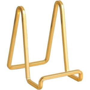 Plate Holder Easel Display Stand - 4.5 inch Metal Plate Stands for Display - Tabletop Picture Stand - Gold Iron Easels for Display Pictures | Photo Frames | Book | Decorative Plates | Plaque - 1 Pack