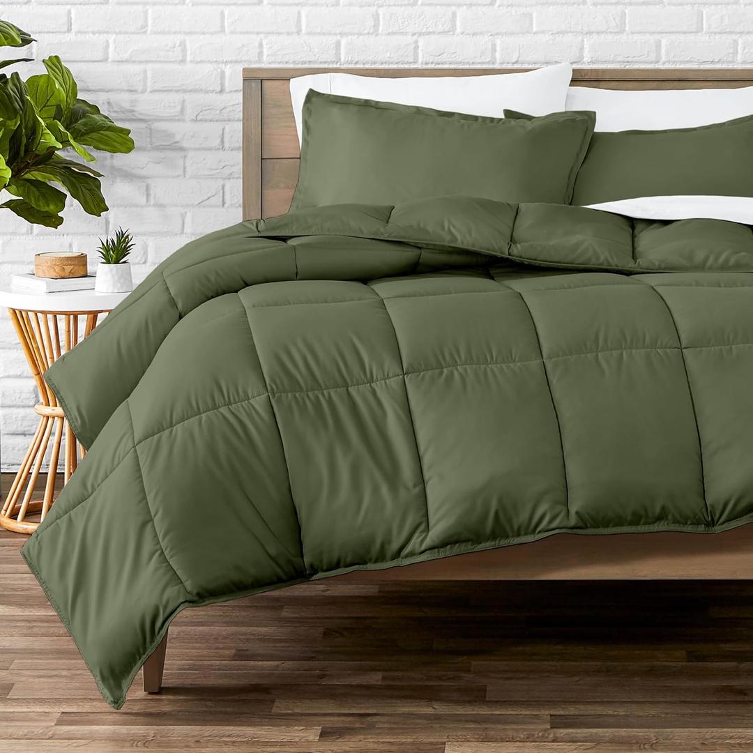 Bare Home Comforter Set - Queen Size - Ultra-Soft - Goose Down Alternative - Premium 1800 Series - All Season Warmth (Queen, Cypress Green)