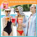 Funnymoom 24 Pack Plastic Rum Buckets for Drinks with Straws Ice Cream Cocktail Bucket with Lids and Handles Reusable Food Containers Cup (25 oz,Orange,Pink,Green,Purple,Blue,Yellow)