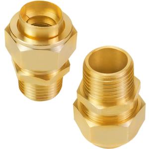 1/2" NPT Brass Pipe Fittings Male Threaded Hex Nipple Brass Tone NPT Male Thread Pipe used for 1/2in Gas Pipe Pack of 2