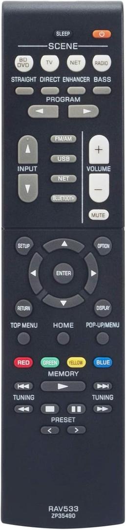 RAV533 ZP35490 Replacement Remote Control Fit for Yamaha Stereo AV Receiver RX-V479 RX-V579 RX-V481 RX-V481D RX-V483 RX-V581 RX-V583 HTR4068 HTR4069 HTR5069