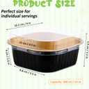 Aoriher 150 Pieces 10 oz Mini Cake Pans with Lids Aluminum Foil Baking Cups Square Disposable 4" x 4" Large Cupcake Cups Baking Tins for Kitchen Brownie Pudding Desserts Holders(Black, Gold)