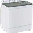 Sustainova Portable Washing Machine Twin Tub 9.9 Lbs Capacity, (7.7 Lbs) and Spinner(2.2 Lbs) Combo Mini Compact Laundry Washer for Home, Apartment, Camping, RVs and Dorms, Black/White