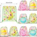 CC HOME 12Pcs Easter Drawstring Bags, Cartoon Colorful Egg Treat Bags, Easter Theme Party Favor Bags for Baby Shower Kids Girls Boys Birthday Party Decorations 10.6 x 13.4 inch