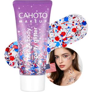 Flag Hex Strip Glitter Gel, Red White Blue Hexagon Strip