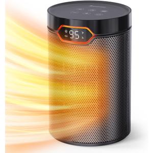 BREEZOME Space Heater, Portable Electric Heaters for Indoor Use with Thermostat & 24H Timer, 1500W PTC Ceramic Quiet Fast Heating Desk Heater, Safety Room Heaters for Home Bedroom Office