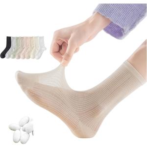 Premium Mulberry Silk Mesh Socks for Women - Breathable, Lightweight, Crew, Soft Summer Wear, Girls, Quiet Luxury
