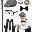 100 Days of School - Old Man Costume for Kids Hat Glasses and Grandpa Vest Set for Child