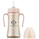 GROSMIMI Spill Proof no Spill Magic Sippy Cup with Straw with Handle for Baby and Toddlers, Customizable, PPSU, BPA Free 10 oz (Peach)