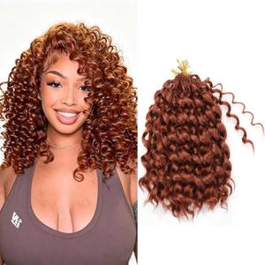 Curly Crochet Hair 8 Packs Boho Ocean Wave Crochet Hair 10Inch 350 | Synthetic Pre Looped Deep Water Wave Beach Curl Braiding Hair for Black Women (10 Inch