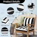 2 Set Outdoor Deep Seat Cushion Patio Furniture Cushions 19x19x4 inch, Outdoor Chair Cushions with Ties & Portable Handle, Foam Cushions for Lawn Chair, Fit for 18''-20'', Black & White Striped
