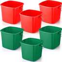 Zhehao 6 Pcs 3 Quart Bucket for Cleaning Small Sanitizer Bucket for Restaurant Square Plastic Pail with Handles for Home, Offices, Commercial Use, Food Service (Red,Green)