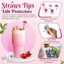 4 x 6-Pack Silicone Straw Covers compatible with Stanley 30oz & 40oz Tumblers and Water Bottle  Reusable Straw Caps & Toppers, Dust-Proof, Pink Cute Stanley Cup Accessories