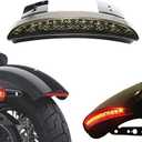 ANKIA Motorcycle Chopped Rear Fender Edge LED Brake License Plate Tail Light Stop Running Light Turn Signal Lamp for Harley Sportster XL883N 1200N XL1200V XL1200X (Black)