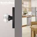 Glass Dummy Door Knob Interior Crystal Dummy Door Handles for Bifold Closet Matte Black, 2 Pack