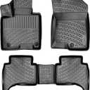 RizLiner Hyundai Santa Cruz 2022-2026 Floor Mats 3D Custom Fit Compatible with Hyundai Santa Cruz Rubber Car Mats Laser Measured 1st & 2nd Row Floor Liners All Weather Non-Slip TPE (Front & Rear)