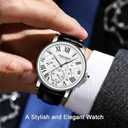 eYotto Men's Stylish Business Watch, Multifunction Quartz Movement Chronograph Roman Numerals Analog Calendar Date Waterproof Leather Band Wristwatch, Formal Casual Dress Gift Watch for Men