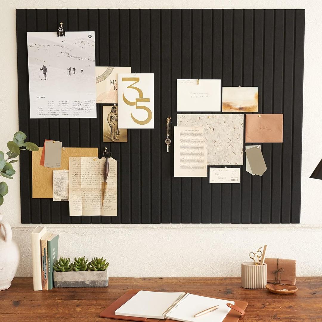Large Felt Bulletin Board - Stylish Perfectly Sized 35" x 47" Cork Board Alternative for Office & Wall Decor 12 Customizable Adhesive Tiles w/Golden Pins are Perfect to Display Your Photos