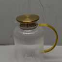 Glass Pitcher with Lid, 84oz/2.5 Liter Classic Vertical Stripes Water Pitcher,Glass Water Carafe for Cold Brew, Coffee, Lemonade, Iced Sun Tea,Beverage, Milk, Heat Resistant (Clear)