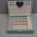 Sophisticated Jewelry Chest Space Saving Storage Case Multitiered Plush Jewelry Container for Women Girls (Blue)