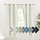 NICETOWN Beige 100% Blackout Linen Curtains 84 inch Long Burg for Living Room, 1 Pair, 52" Width Each Panel, Farmhouse Thick Completely Blackout Window Treatment Thermal Insulated Drapes