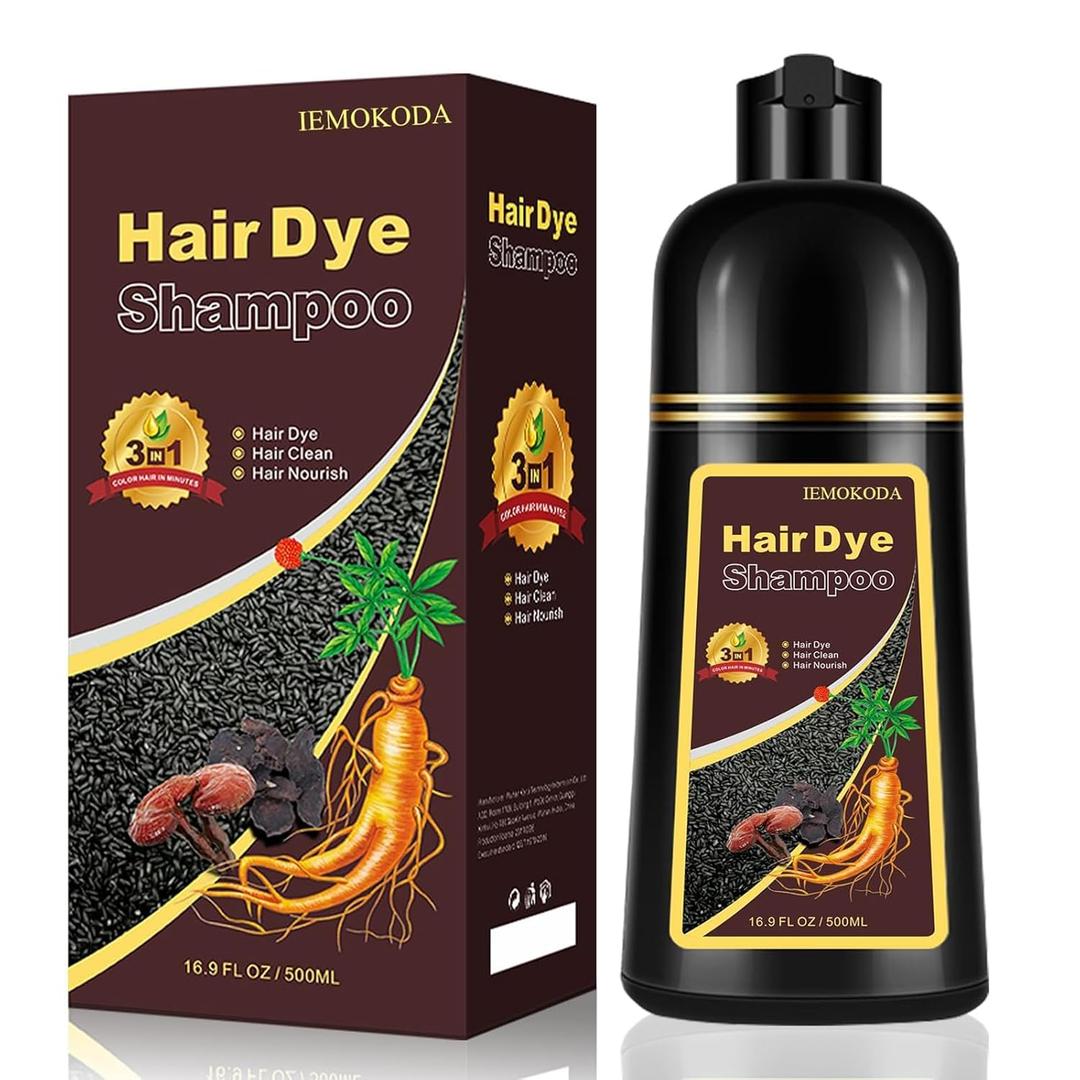 Chestnut Brown Hair Dye Shampoo 3-in-1, Instant & Long-lasting Hair Color Shampoo in Minutes, Gray Hair Coverage for Men & Women, Natural Shampoo Hair Dye for All Hair Types