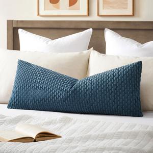Kevin Textile Soft Corduroy 14"x36" Lumbar Pillow Cover 1 Pack, Blue Grey