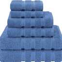American Soft Linen Luxury 6 Piece Towel Set, 2 Bath Towels 2 Hand Towel 2 Washcloths, 600 GSM 100% Cotton Turkish Towels for Bathroom, Electric Blue Towel Sets