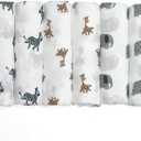 GLLQUEN BABY Receiving Blanket Boy Cotton Muslin Swaddle Blankets Girl Newborn Squares Breathable & Soft Thin Baby Blankets Cloths Double Absorbent Infant Swaddling Wrap - 6 Pack (Giraffe)