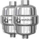 weAQUA Heavy Duty Shower Filter Family 2 PACK – 99% Removal for Hard Water, Chlorine, Fluoride, Heavy Metals, Micro-life, Organics and More (Chrome)