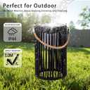TRIROCKS 2 Set of 10.5'' High Solar Lantern Outdoor Table Lamp Outside Hanging Solar Lights with Olifen Rope Waterproof Rattan Outside Deck Light for Patio Garden Lawn Yard (Black)