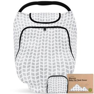 Baby Car Seat Cover for Boys, Girls - Breathable Infant Carseat Canopy for Winter, Rain, Universal Stretchy Fit Nursing Cover for Breastfeeding Newborns,Super Soft,Easy Access Zip Window(Kite)