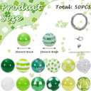 Whaline 50 Pcs 20 mm St. Patrick's Day Bubblegum Beads Set Mixed Green Shamrock White Green Plastic Spacer Beads for Jewelry Making Boutique Craft Supplies, Small