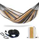 CHULIM Brazilian Double Hammock with Tree Straps,Extra Large 94x63IN,2 Persons Hammock for Backyard Patio Outdoor and Indoor,450lbs Weight Capacity,Soft Woven Cotton Fabric - Coffee Stripe