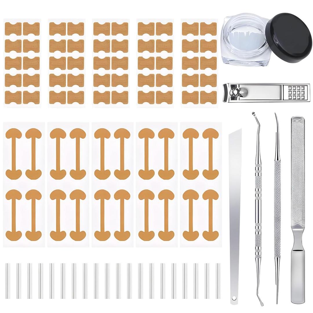 Ingrown Toenail Corrector Set with Correction Strips, Professional Ingrown Toenail Removal Kit, Toenail Correction Strips & Ingrown Toenails Pedicure Tool Set for Home Pedicure Care