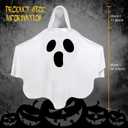 Ghost Costume White Poncho Cloak Boo Cape for Halloween Spooky Party Decoration (White)