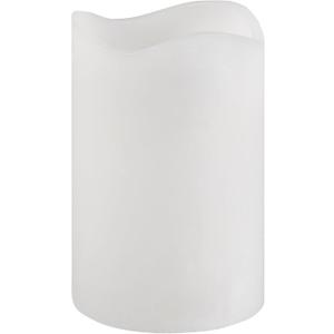 Mikasa 4x6 Inch White LED Wax Pillar Candle with Flickering Flame, Battery Operated Flameless Candle with 5-Hour Timer, Real Wax with Wavy Rim for Home Decor and Seasonal Displays