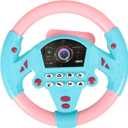 Steering Wheel Toy, Simulated Driving Controller with Light and Music, Electric Early Learning Educational Sounding Toy Pretend Driving Seat Toys