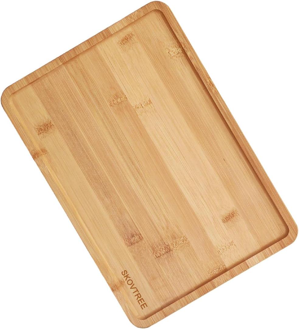 Skovtree Bamboo Tray for Serving Food, Tray for Eating and Serving Coffee, Tea, 13.0×9.1 Inch