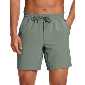CRZ YOGA Men's Linerless Workout Shorts - 7'' Quick Dry for Running Sports Athletic Gym with Pockets (Large, Black)