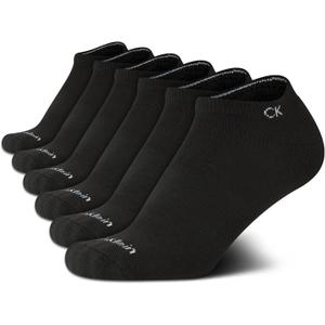 Calvin Klein Boys' No Show Performance Athletic Socks (6-Pack) (Black)