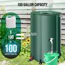 Collapsible Rain Barrel Water Collection System - 100 Gallon Portable Water Storage Tank,Foldable Rainwater Collect System Downspout, Water Catcher Container with Filter, SpigotsOverflow Kit,Green