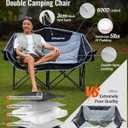 KingCamp Oversized Double Camping Chair, Heavy Duty 880lbs with Padded Seat & Cup Holders, 2 Person Loveseat Perfect for Outdoor Sports Family and Couples, Ideal for Lawn and Backyard, Black/Grey, Loveseat XL