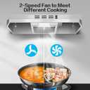 24 inch Range Hood Under Cabinet, Stainless Steel Kitchen Hood 280CFM, Ducted/Ductless Vent Hood with Rocker Button Control, Stove Hood with 2 Speeds Fan, Bright LED Light