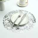 Disposable Silver Placemats Set of 100 Silver Doilies Charger Round Metallic Glitter Foil Pressed Dining Table Decoration Centerpieces for Party Wedding Birthday