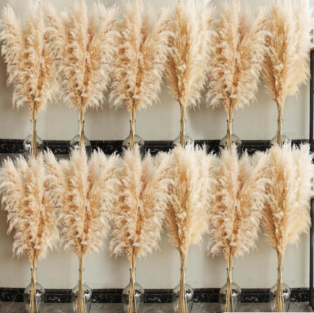 40" inch 60 Stems Natural Pampas Grass Decor Tall, pompas Grass, Tall Pampas Grass for Wedding, Party, Farmhouse, Boho Home Decor