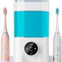 J.C&T Automatic Mouthwash Dispenser, 21.98 Fl Oz (650ML) Touchless Electric Wall-Mounted & Countertop, Rechargeable Mouth Wash Dispensers for Bathroom with Magnetic Cups for Kids & Adults, White