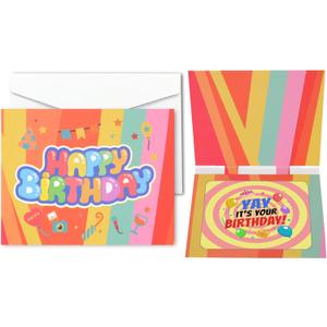 3 x Animated Greeting Card with dynamic pic inside, 6.1 * 4.8in Individual Handmade Happy Birthday Greeting Card, Full-color Rainbow style,with Envelope & Printed Message Inside
