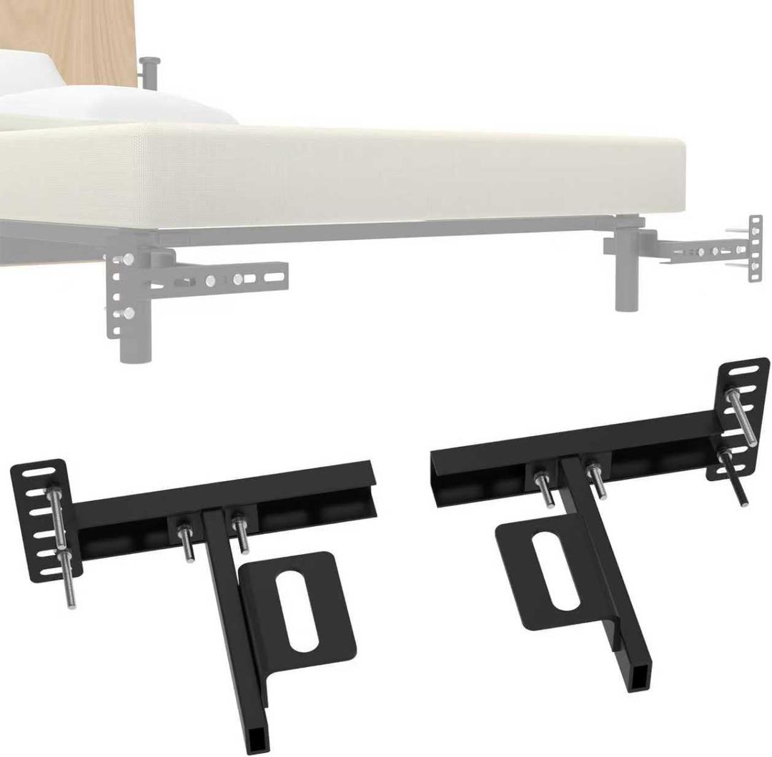 Headboard Brackets for Metal Bed Frame, Universal Adjustable Brackets for Headboard with Footboard Extension Kit Fit Twin Full Queen King, Matte Black 2 Packs