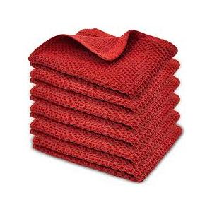 Dish Cloths Set of 6 Pcs Red